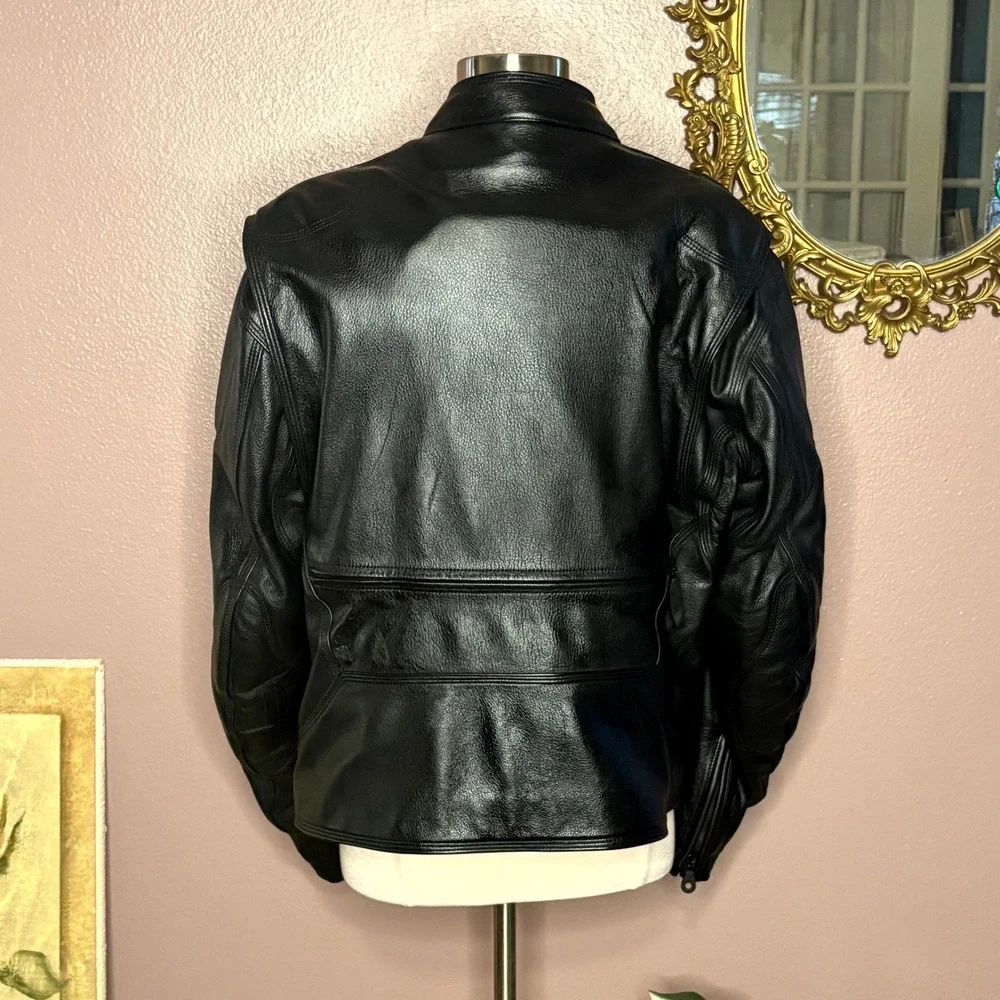 Harley-Davidson Women's XL Black Leather Motorcycle Jacket w/ Liner & Zip Pocket
